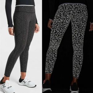 Athleta Rainier Reflective Leopard Tights